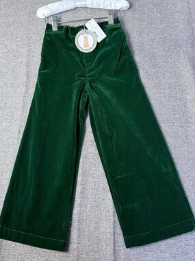 Edgehill Collection Girls' Emerald Velvet Wide-Leg Pants